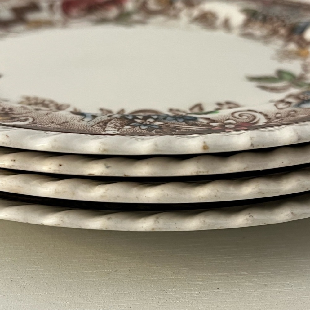 Set of 4 Vintage Johnson Brothers Devonshire Plates Brown Floral - Picture 11 of 12